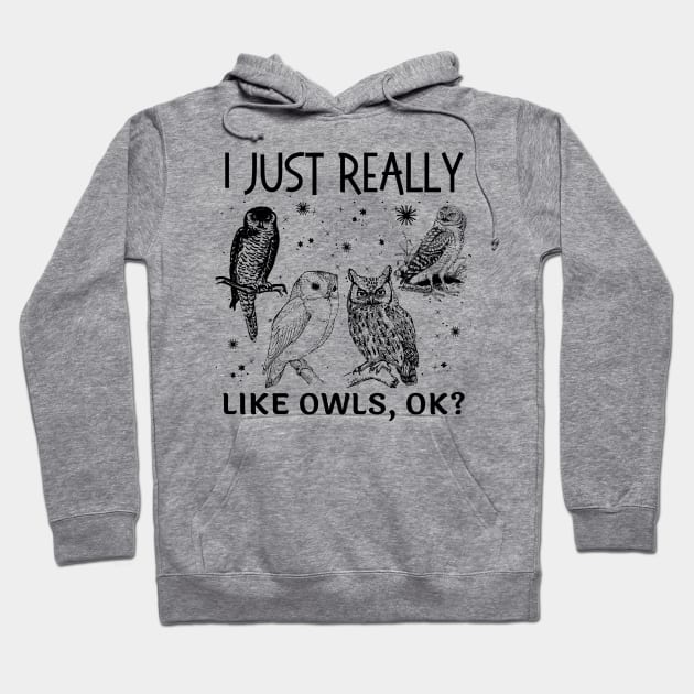 I Just Really Like Owls Ok Hoodie by JustBeSatisfied